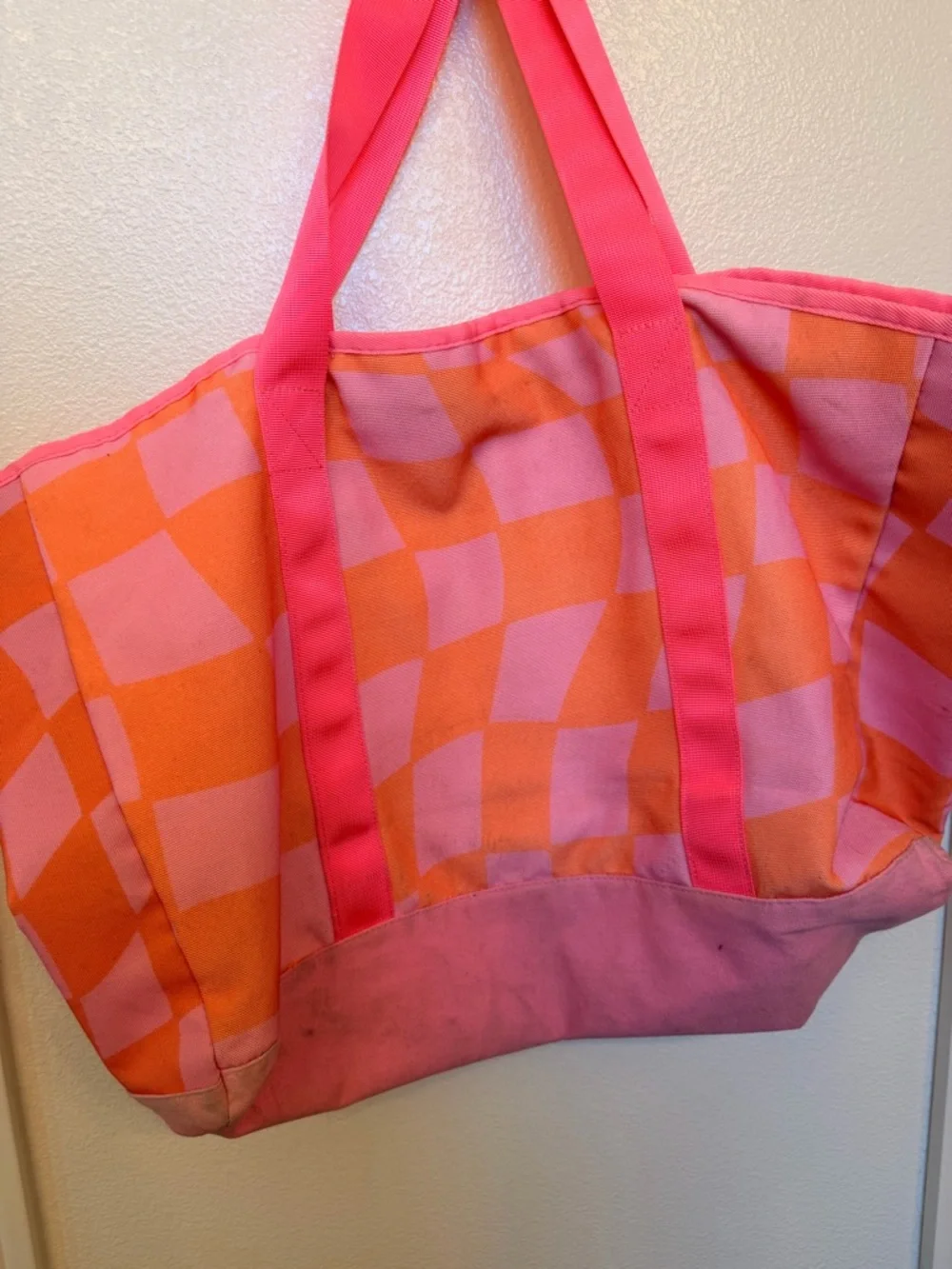 Pink & Orange SALTY HONEY Checkered Tote Bag - Picture 3 of 4